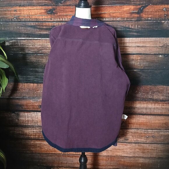 Orvis Jacket XL Fleece Lined Flannel Snap Front Purple Navy Checked Chore Coat - Picture 9 of 13